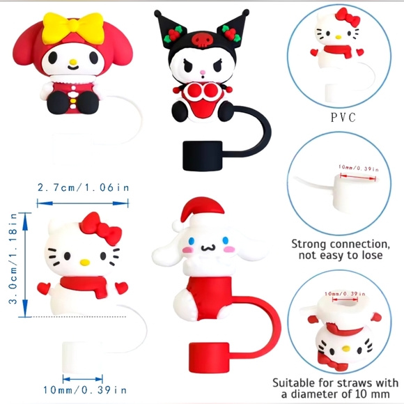 Hello Kitty Christmas Straw Covers!! Perfect for your Holiday Party! - Picture 3 of 3